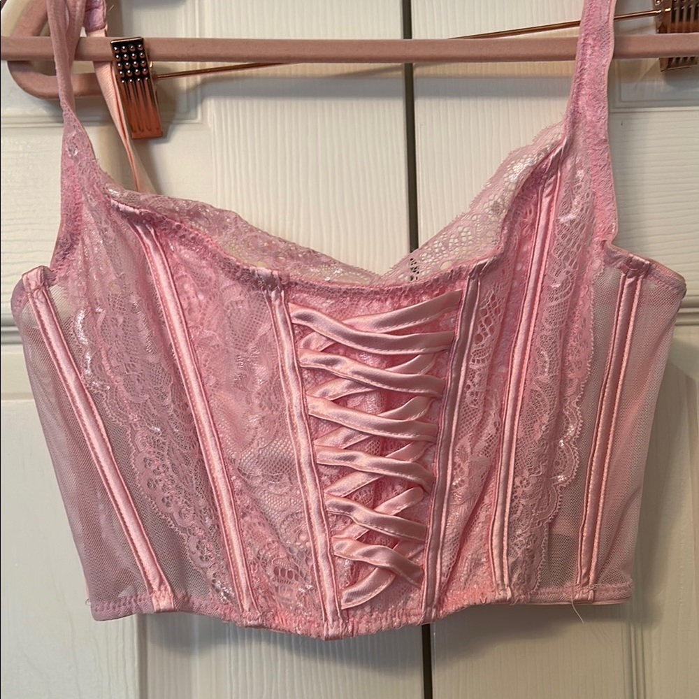 Sugar Thrillz Pink Corset Bra with Sweetheart Neckline